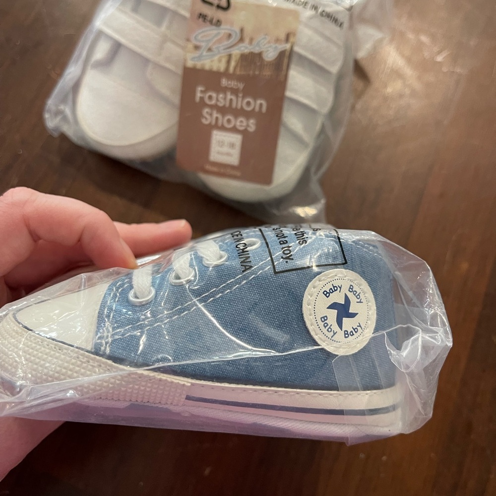 Baby Fashion Shoes - Blue Canvas Baby & Walker Sneakers - Picture 2 of 2